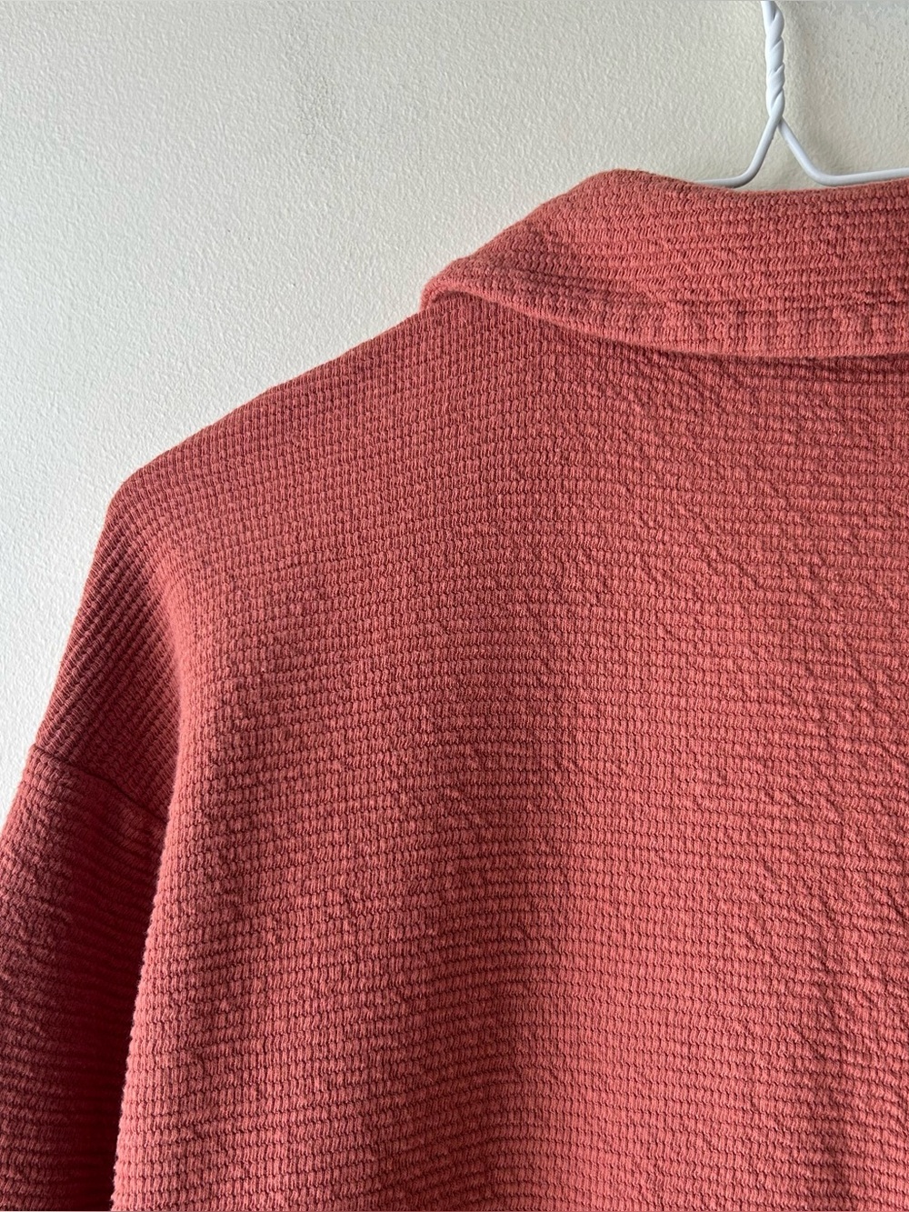 Madewell Textural Knit Shirt-Jacket Weathered Brick Rust Orange XS - Picture 13 of 13